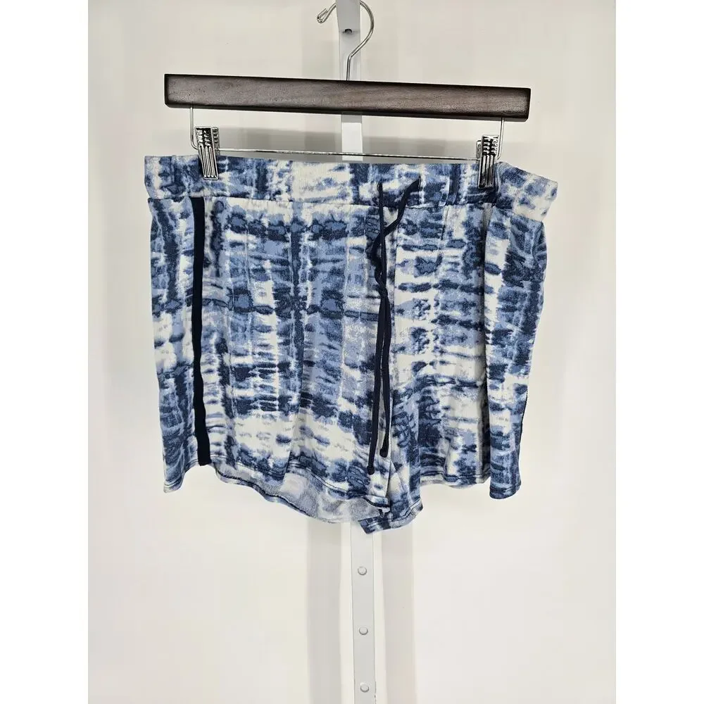 Lucky Brand Womens Sz XL 4 Piece pajama Set Blue White Tie Dye Print - Picture 6 of 6
